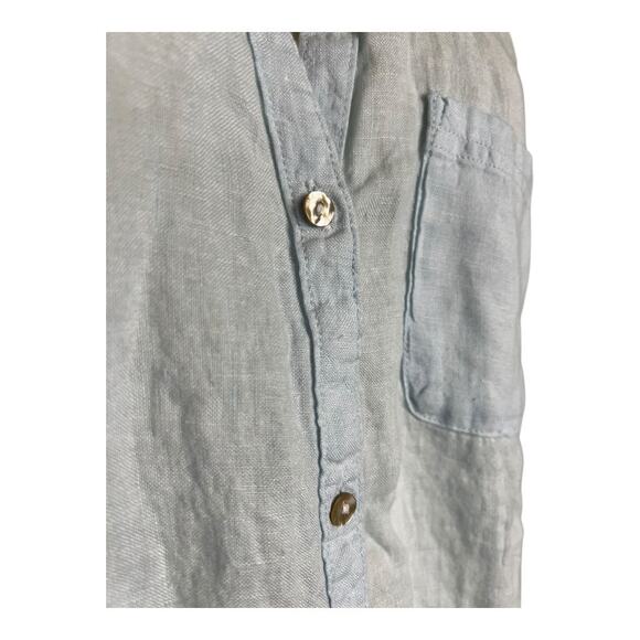 Sigrid Olsen Linen Shirt Dress Button Down M Medium Beach Casual Blue - Picture 3 of 8
